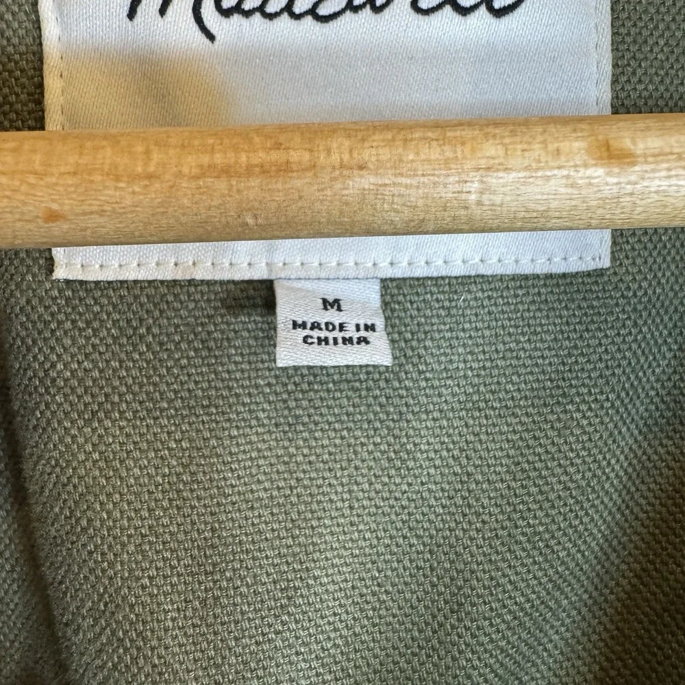 Madewell Utility Cargo Jean Denim Jacket Women's M Olive Green Long Sleeve - Picture 2 of 10